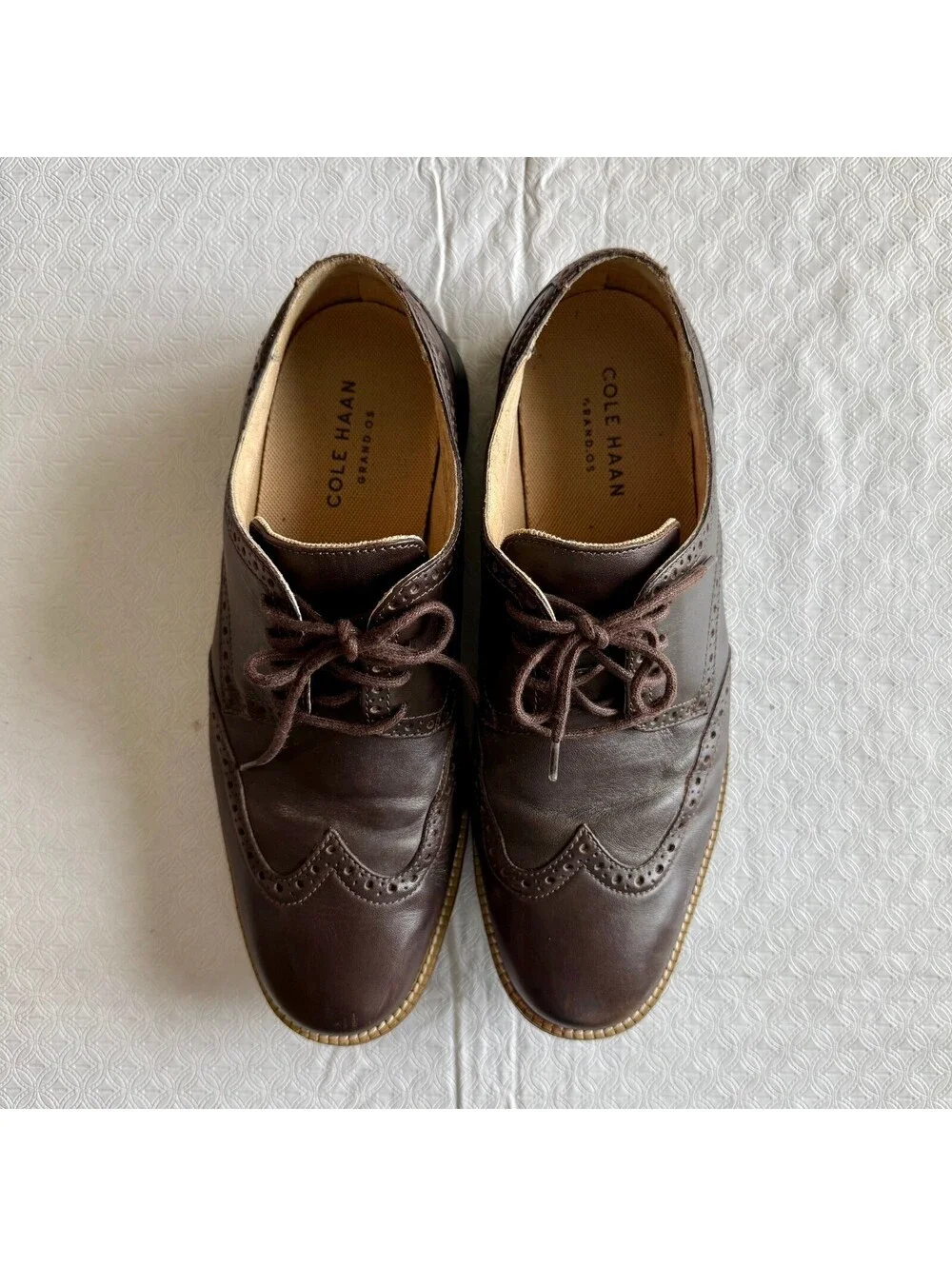 Cole Haan Grand OS Brown Leather Wingtip Dress Shoes Men's Size 9.5M